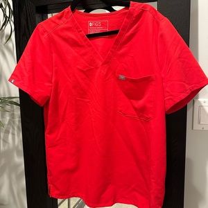 Figs Catarina One-Pocket Scrub Top - Pop Red, L